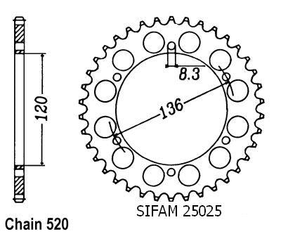 Couronne Acier 39 Dents - Pas 520 - Similaire JTR846