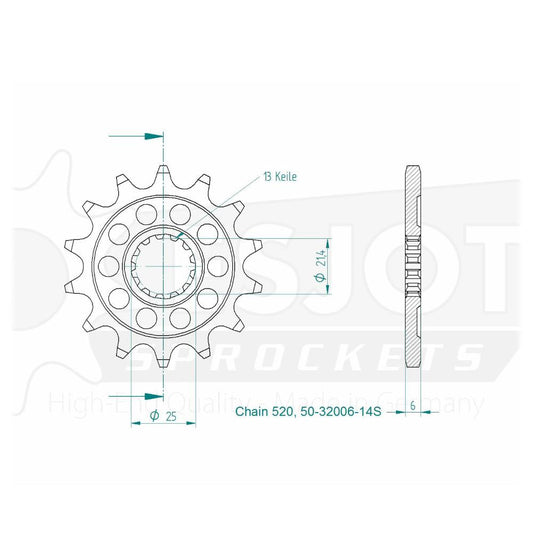 Pignon Ultralight 14 Dents - Pas 520 - Similaire JTF565
