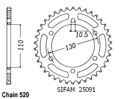 Couronne Acier 43 Dents - Pas 520 - Similaire JTR486