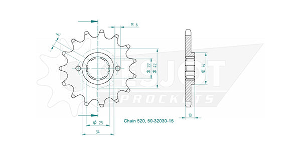 Pignon 15 Dents - Pas 520 - Similaire JTF306