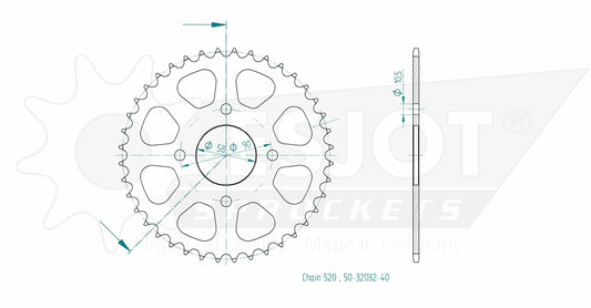 Couronne Acier 40 Dents - Pas 520 - Similaire JTR273
