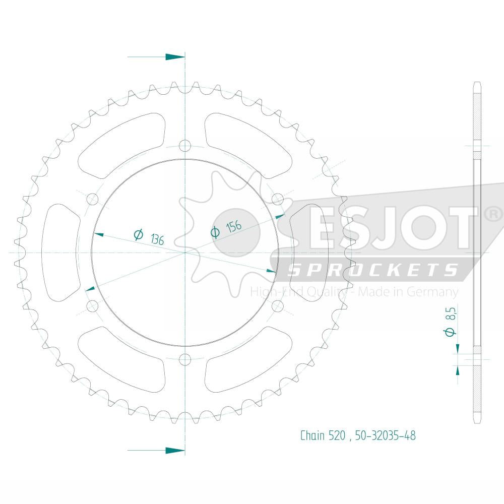 Couronne Acier 48 Dents - Pas 520