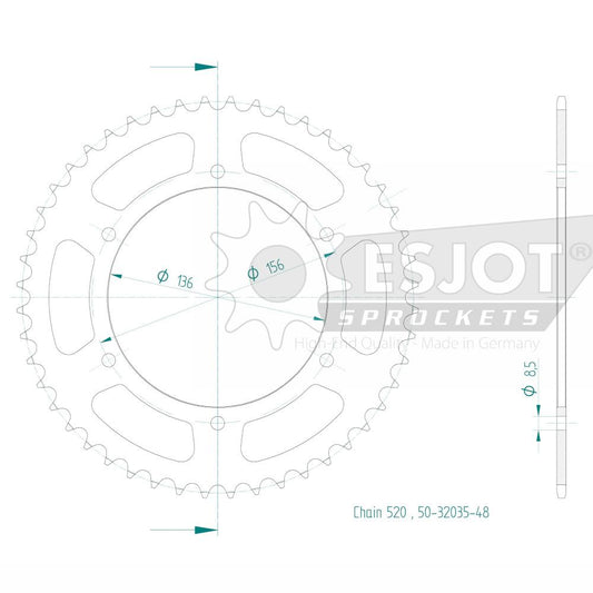 Couronne Acier 48 Dents - Pas 520