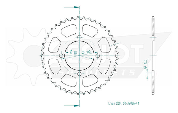 Couronne Acier 41 Dents - Pas 520 - Similaire JTR819