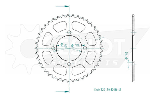 Couronne Acier 41 Dents - Pas 520 - Similaire JTR819