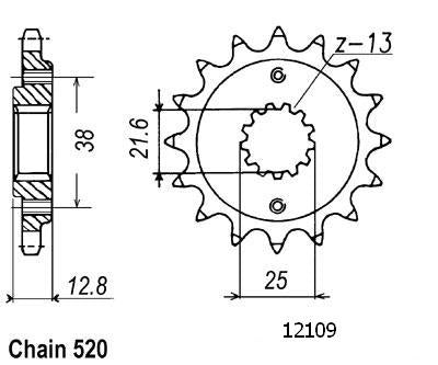 Pignon 15 Dents - Pas 520 - Similaire JTF511