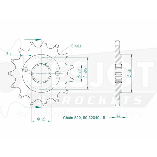 Pignon 15 Dents - Pas 520 - Similaire JTF1309