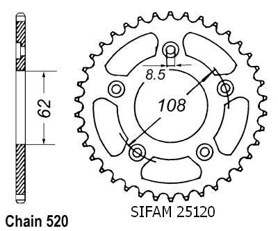 Couronne Acier 41 Dents - Pas 520 - Similaire JTR701