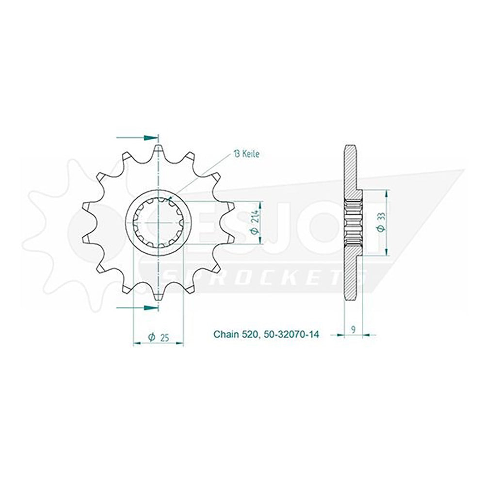 Pignon 12 Dents - Pas 520 - Similaire JTF1516