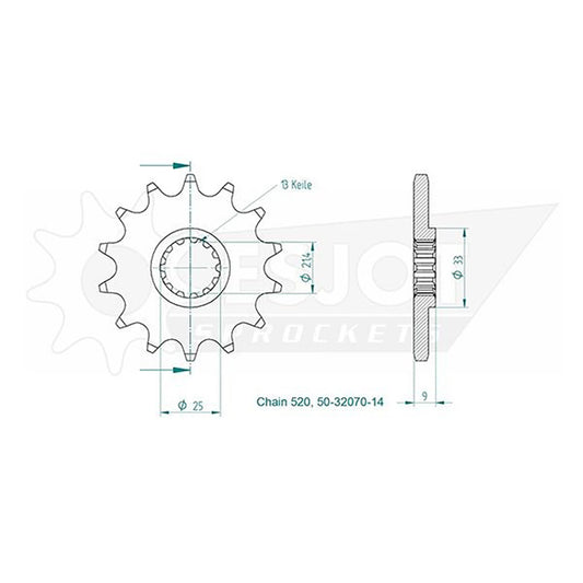 Pignon 12 Dents - Pas 520 - Similaire JTF1516