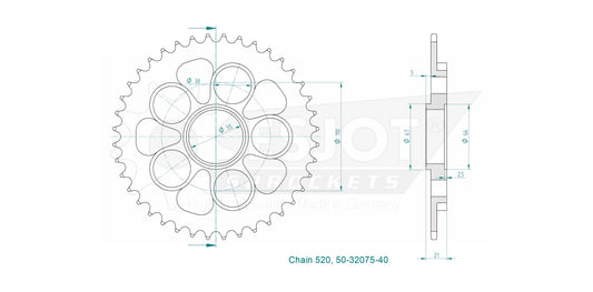 Couronne Acier 40 Dents - Pas 520 - Similaire JTR751