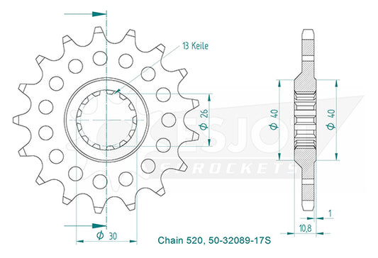Pignon Ultralight 15 Dents - Pas 520