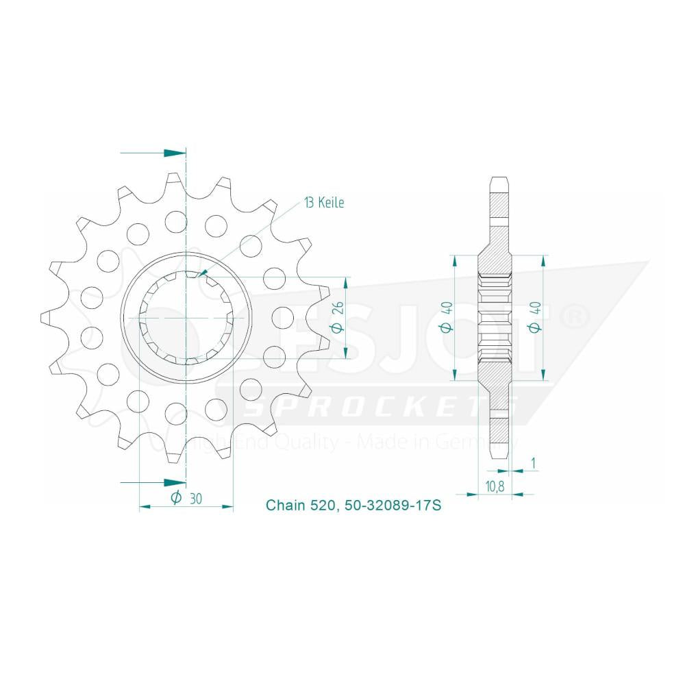 Pignon Ultralight 17 Dents - Pas 520