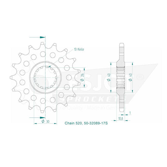Pignon Ultralight 17 Dents - Pas 520