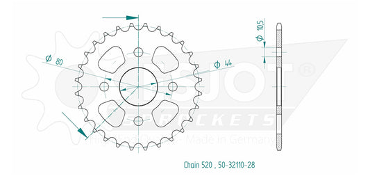 Couronne Acier 28 Dents - Pas 520