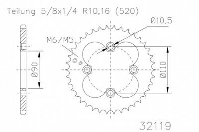 Couronne Acier 32 Dents - Pas 520