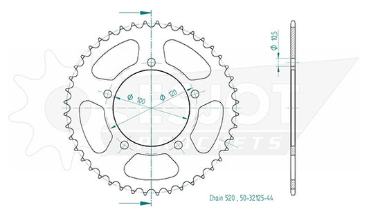 Couronne Acier 44 Dents - Pas 520 - Similaire JTR703