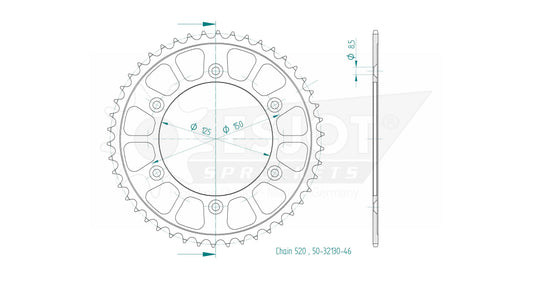 Couronne Acier 46 Dents - Pas 520 - Similaire JTR897