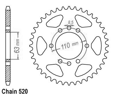Couronne Acier 45 Dents - Pas 520 - Similaire JTR890