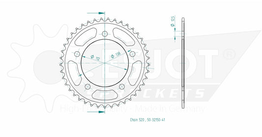 Couronne Acier 41 Dents - Pas 520 - Similaire JTR1303