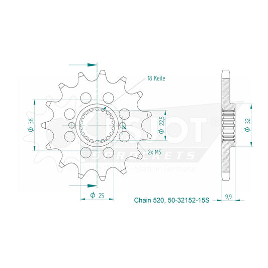 Pignon Ultralight 15 Dents - Pas 520 - Similaire JTF403