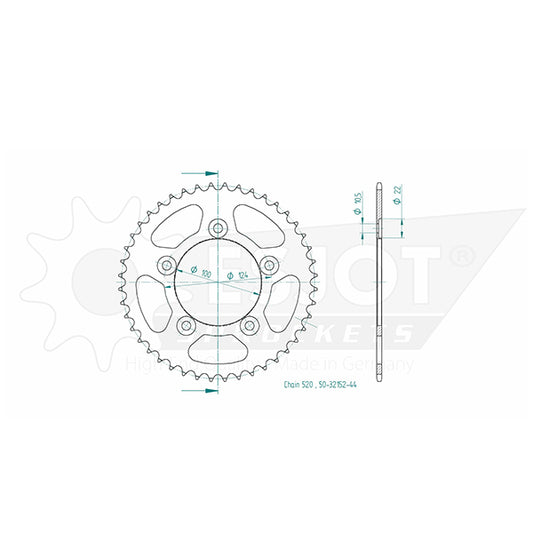 Couronne Acier 39 Dents - Pas 520 - Similaire JTR746
