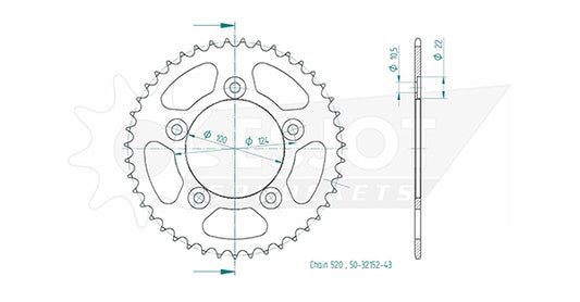 Couronne Acier 43 Dents - Pas 520 - Similaire JTR746