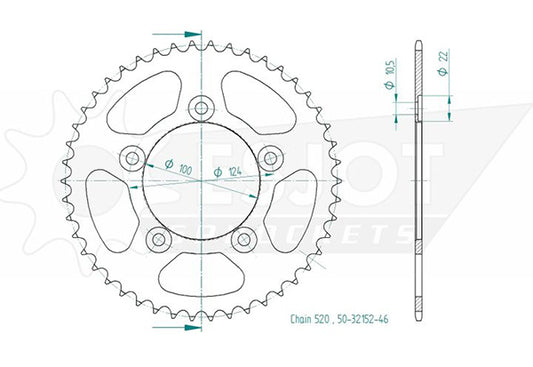 Couronne Acier 46 Dents - Pas 520 - Similaire JTR746
