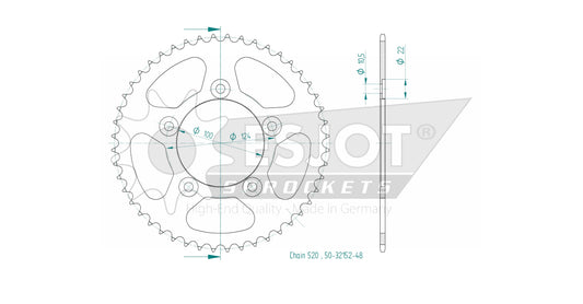 Couronne Acier 48 Dents - Pas 520 - Similaire JTR746