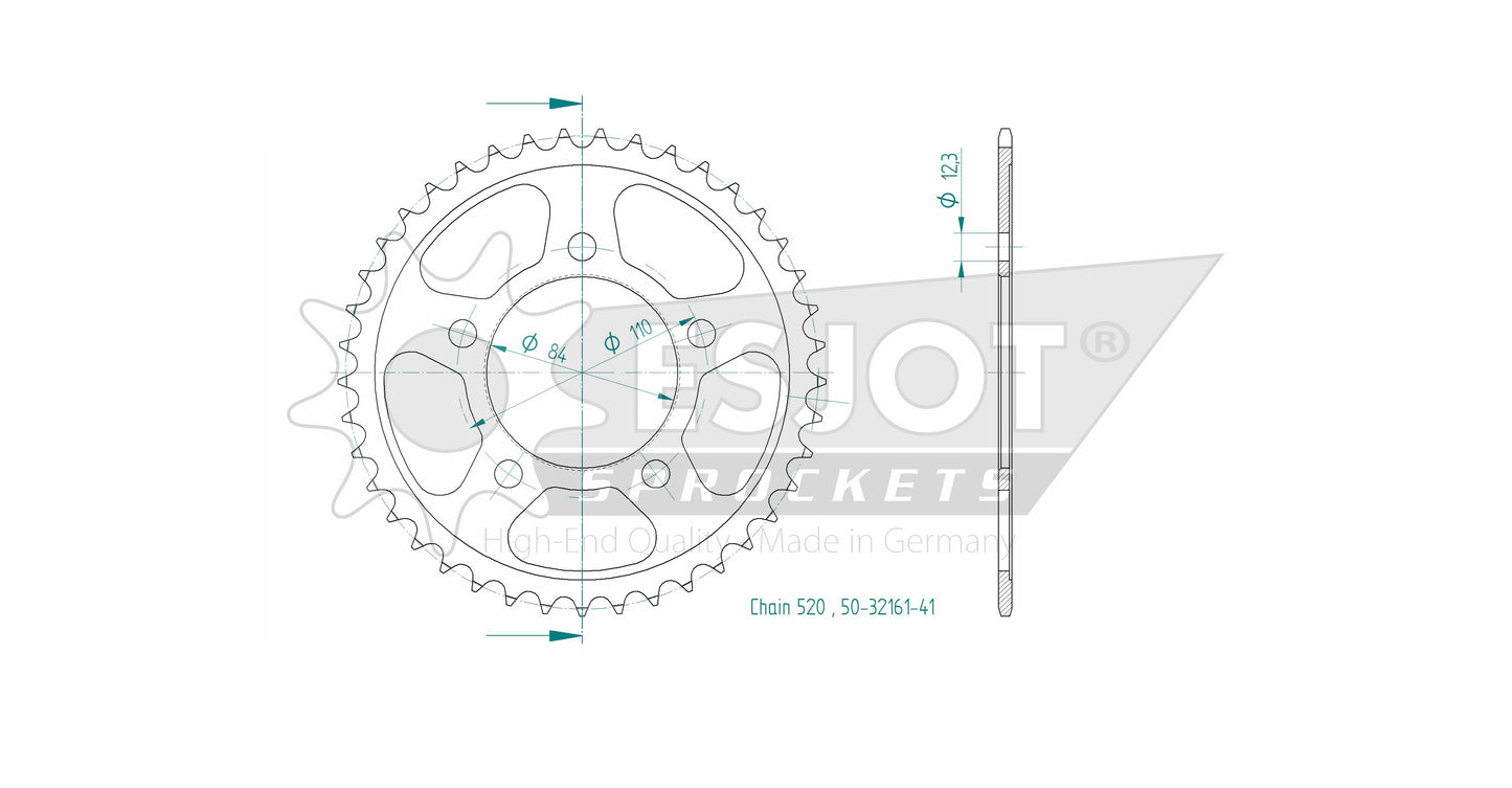 Couronne Acier 41 Dents - Pas 520 - Similaire JTR1225