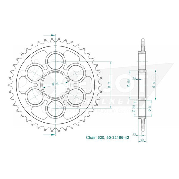 Couronne Acier 42 Dents - Pas 520