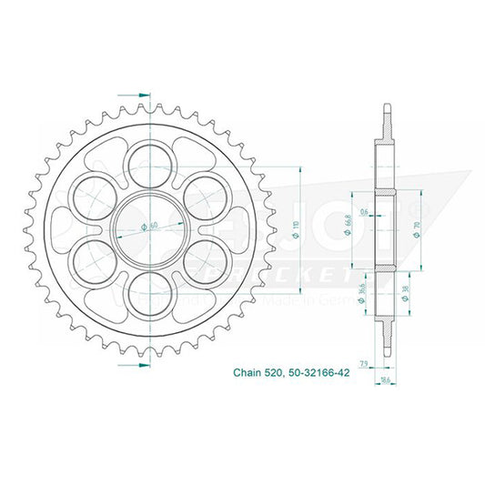 Couronne Acier 42 Dents - Pas 520