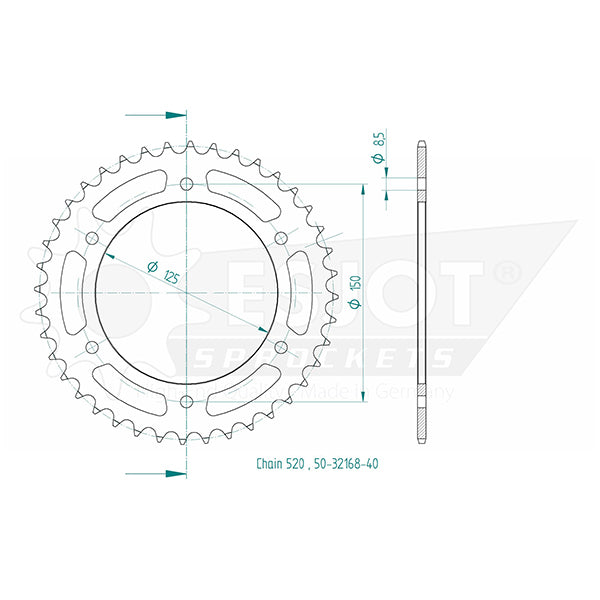 Couronne Acier 40 Dents - Pas 520