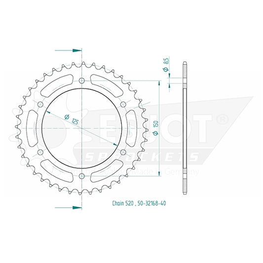 Couronne Acier 40 Dents - Pas 520