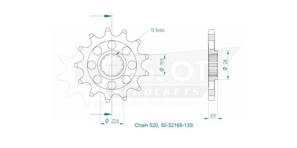 Pignon Ultralight 14 Dents - Pas 520 - Similaire JT1422SC