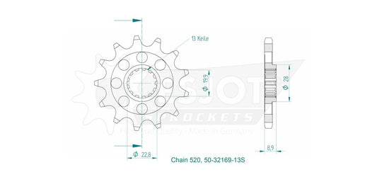 Pignon Ultralight 14 Dents - Pas 520 - Similaire JT1422SC