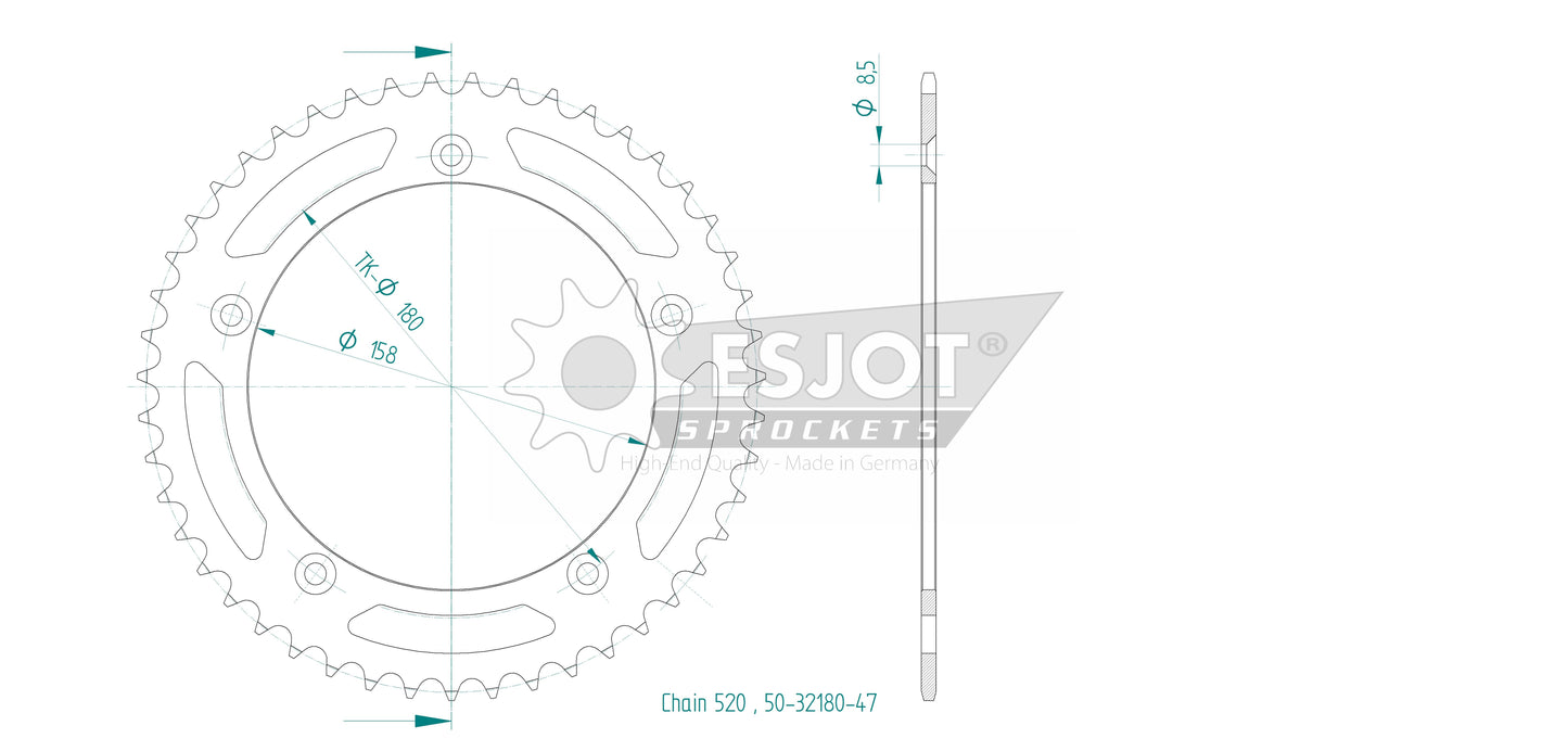 Couronne Acier 47 Dents - Pas 520