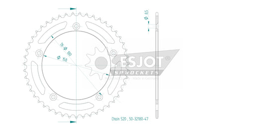 Couronne Acier 47 Dents - Pas 520