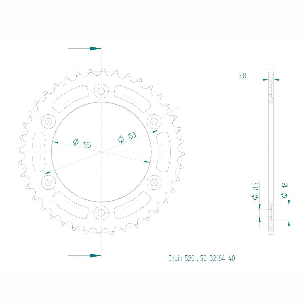 Couronne Acier 40 Dents - Pas 520 - Similaire JTR1301