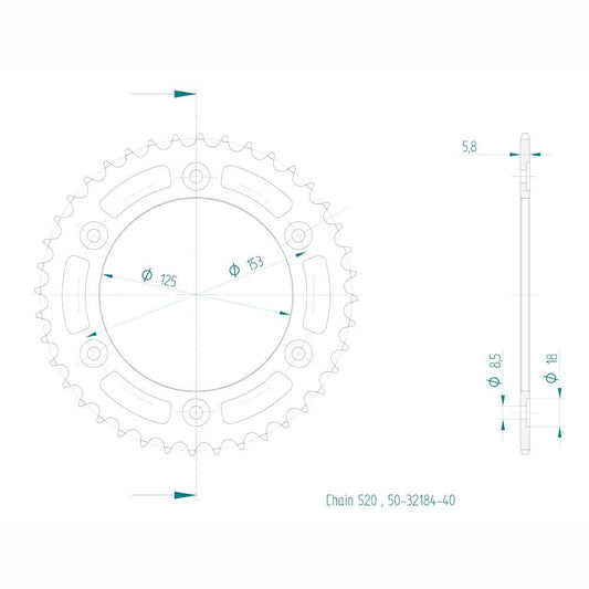 Couronne Acier 40 Dents - Pas 520 - Similaire JTR1301
