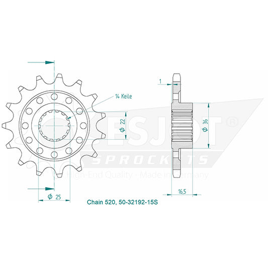Pignon Ultralight 15 Dents - Pas 520 - Similaire JTF742