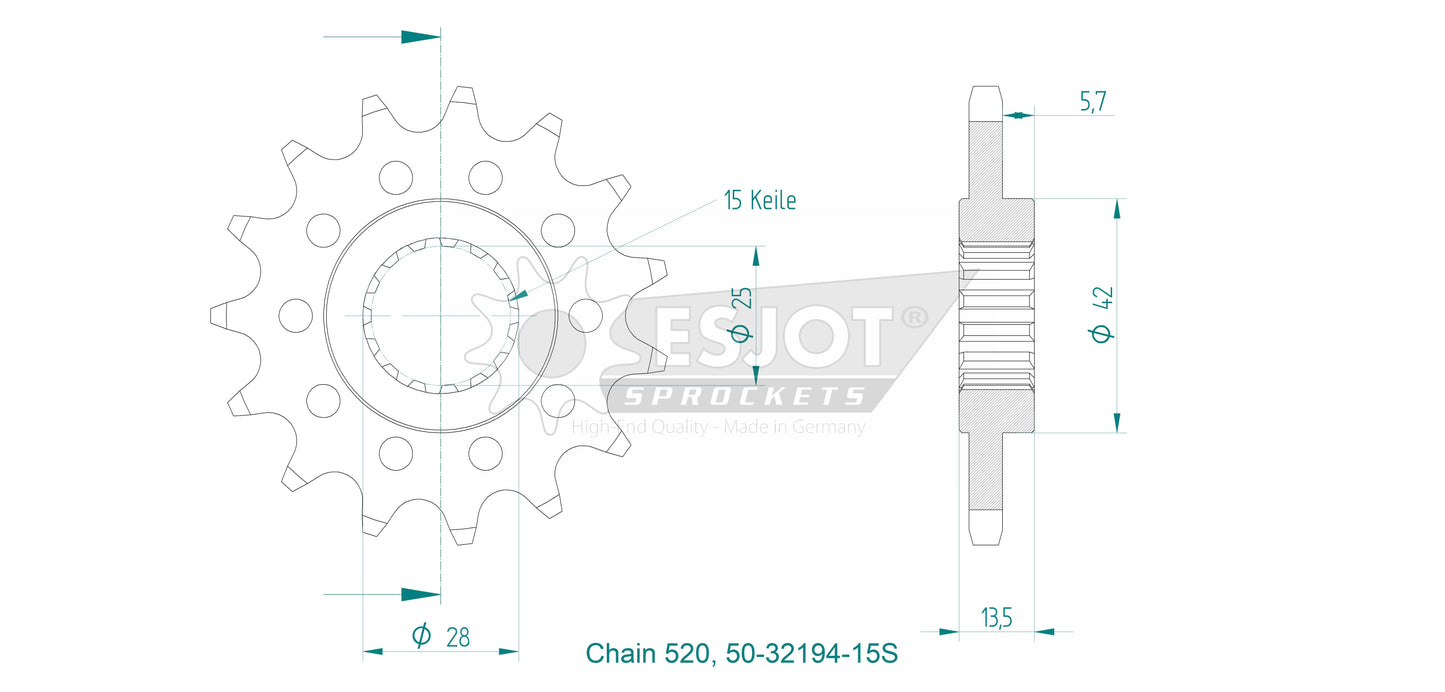 Pignon Ultralight 15 Dents - Pas 520 - Similaire JTF710