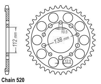 Couronne Acier 43 Dents - Pas 520 - Similaire JTR1303
