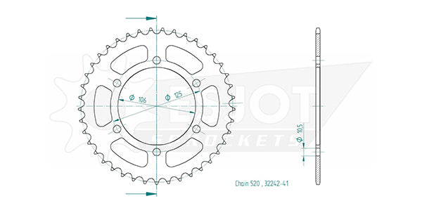 Couronne Acier 41 Dents - Pas 520 - Similaire JTR2020
