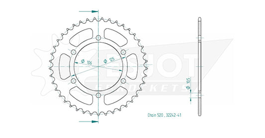 Couronne Acier 41 Dents - Pas 520 - Similaire JTR2020