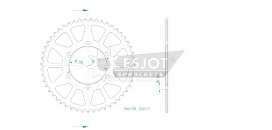 Couronne Acier 51 Dents - Pas 520 - Similaire JTR2020