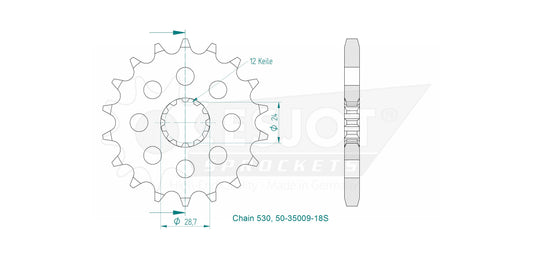 Pignon Ultralight 18 Dents - Pas 530 - Similaire JTF517
