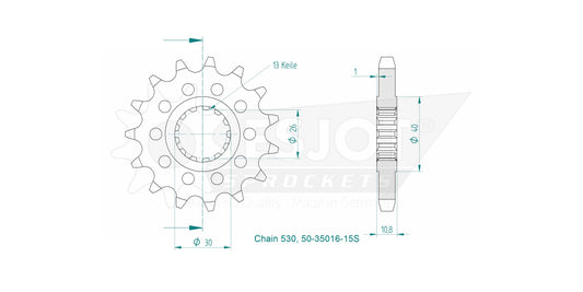 Pignon Ultralight 15 Dents - Pas 530 - Similaire JTF579