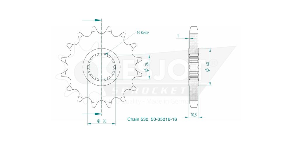 Pignon Ultralight 16 Dents - Pas 530 - Similaire JTF579