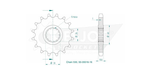 Pignon Ultralight 16 Dents - Pas 530 - Similaire JTF579